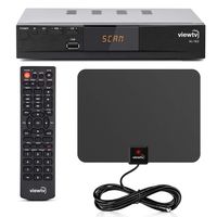 Viewtv AT-163 ATSC Digital TV Converter Box Bundle with ViewTV 50 Mile Flat HD Digital Indoor TV Antenna and HDMI Cable w/ Recording PVR Function / HDMI Out / Coaxial Out / Composite Out / USB Input