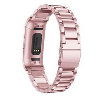 Maxjoy Compatible with Fitbit Charge 3 Bands, Charge 3 SE Metal Band Small Large Stainless Steel Bracelet Strap Replacement for Fitbit Charge3/ Charge3 SE Tracker Wristbands, Rose Gold