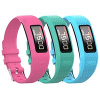 Garmin Vivofit 2 Buckle Bracelet - Adjustable Wristband and Wristwatch Style - Silicone Replacement Secure Band with Chrome Watch Clasp and Fastener Buckle for Garmin Vivofit 2 (A- Pink&Teal&Blue)