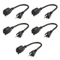 CableCreation [5-Pack] 1 Foot 3 Prong AC Power Extension Cord for NEMA 5-15R to NEMA 5-15P, Power Strip Adapter 0.3M / Black
