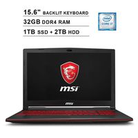 2019 Newest MSI GL63 15.6 Inch FHD Gaming Laptop (8th Gen Inter 6-Core i7-8750H up to 4.1GHz, 32GB DDR4 RAM, 1TB SSD (Boot) + 2TB HDD, NVIDIA GeForce GTX1650 4GB, Backlit Keyboard, Windows 10)