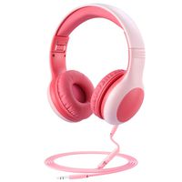 ORIA Kid Headphones, Safety Foldable Headphones, Wired Earbuds, Noise Reduction, School Headphones for Kids, Pink