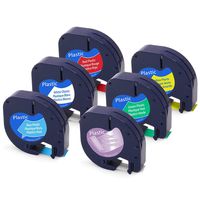 6-Pack Equivalent Dymo Letratag Refills 16952 91331 91332 91333 91334 91335 1/2'' W x 13' L Clear White Yellow Red Blue Green Plastic Label Tapes for Dymo LetraTag LT100H Plus LT100T QX50