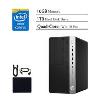 HP ProDesk 600 G3 Premium Micro Desktop Business Tower PC 2019 Flagship, Intel Core i5-7500 Quad-Core, 16GB RAM, 1TB HDD, DVDRW, USB-C, Display Port, Win 10 Pro W/Masdrow 29.99 Value Accessories