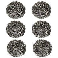 Miao Jie Metal Scourers 6 Pack Stainless Steel Sponges Stainless Steel Scrubber, Scrubbing Scouring Pad, Steel Wool Scrubber, Metal Scouring Pads, Stainless Steel Scourer Pot Brush for Kitchens