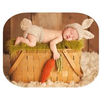 Newborn Baby Photography Prop Boy Girl Photo Shoot Outfits Crochet Knit Cute Christmas Bunny Hat Photo Props Easter Costume (Style one+Radish)