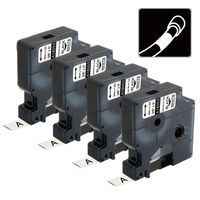 4-Pack Replace DYMO 18053 Heat Shrink Tube Labels, 3/8'' Heat Shrink Tubing Work with DYMO Rhino 4200, 5200, 5000, 6000 Industrial Label Maker and More, Black on White