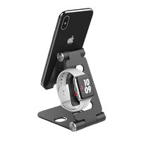 MoKo Watch Stand, 3-in-1 Cell Phone Tablet Folding Stand Adjustable Charging Dock Desk Cradle Compatible with iPhone X / 8 Plus/8, iPad 9.7/iPad Mini 5th Gen, iWatch Series 3/2 / 1 - Black