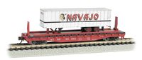 Bachmann 52'6" Flat Car with 35' Ribbed Piggyback Trailer - SANTA FE with NAVAJO FREIGHT LINES TRAILER - N Scale