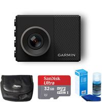 Garmin Dash Cam 45 Bundle with 32GB microSDHC Memory Card, Universal Screen Cleaning, and Ultra-Compact Carrying Case (Renewed)