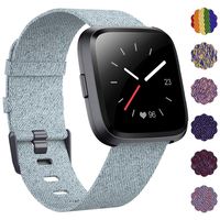 DAIKA Woven Bands Compatible with Fitbit Versa 2 /Versa/Versa Lite Stylish Fabric Wristbands with Stainless Steel Buckle Fits for Women Men, Large Small