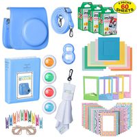The Ultimate Accessories Kit Bundle Fujifilm Instax Mini 9 Instant Film Camera | Includes Leather Camera Case + 60 Sheets Instant Film + Photo Album + Frames + Close-Up Selfie Lenses + More