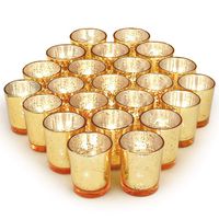 Volens Gold Votive Candle Holders Set of 72, Mercury Glass Tealight Candle Holder Bulk for Wedding Decor and Home Decor
