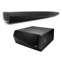 Denon HEOS Bar Powered Wireless Sound Bar HEOS Music System with 4K HDR Passthrough and Bluetooth with HEOS Wireless Subwoofer System - Soundbar Home Theater Package in Black