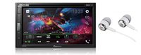 Pioneer 6.8" Double DIN Touchscreen Display, Apple iPhone and Android Music Support, Bluetooth in-Dash DVD/CD AM/FM Front USB Digital Multimedia Car Stereo Receiver/Free Alphasonik Earbuds