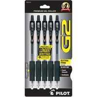 PILOT G2 Premium Refillable & Retractable Rolling Ball Gel Pens, Extra Fine Point, Black Ink, 5-Pack (31173)