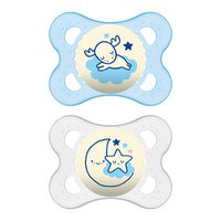 MAM Night Pacifiers (2 Pack, 1 Sterilizing Pacifier Case), MAM Pacifiers 0-6 Months, Best Pacifier for Breastfed Babies, Glow in the Dark Pacifier