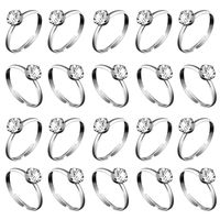 Whaline 36 Pcs Silver Diamond Engagement Rings for Wedding Table Decorations, Party Supply, Favor Accents, Cupcake Toppers (36 Packs)