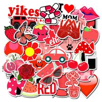 Stickers for Water Bottles, | Big 46-Pack | Cute,Waterproof,Aesthetic,Trendy Stickers for Teens,Girls,Perfect for Laptop,Hydro Flask,Phone,car,Skateboard,Travel| Extra Durable 100% Vinyl (red 50)
