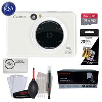 Canon Ivy CLIQ+ Instant Camera Printer (Pearl White) w/Essential Instant Cam Bundle
