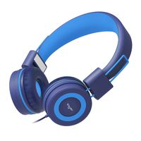 Elecder i37 Kids Headphones Children Girls Boys Teens Adults Foldable Adjustable On Ear Headsets 3.5mm Jack Compatible iPad Cellphones Computer MP3/4 Kindle Airplane School Tablet Blue/Light Blue