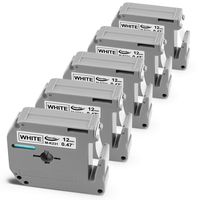Replace M Tape M231 MK231 M-K231 Label Tape 12mm 0.47 Inch Black on White MK Refills Compatible with Brother Ptouch PT-65, PT-70(BM), PT-85, PT-90, PT-M95 Label Makers, 1/2 Inch x 26.2 Feet(8m) 5-Pack