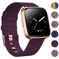 DAIKA Fabric Bands Compatible with Fitbit Versa/Versa 2/Versa Lite Stylish Woven Wristbands with Stainless Steel Buckle Fits for Women Men, Large Small