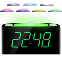 Home LED Digital Alarm Clock, 12/24 H, 7 Color Night Light, Large 7" Display, Full Range Dimmer, 2 USB Chargers,Big Snooze, Plug in & Easy Operation Alarm Clock for Kids, Bedrooms Desk