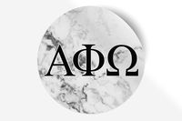 Alpha Phi Omega Sticker Greek Sorority Decal for Car, Laptop, Windows, Officially Licensed Product, Monogram Design 5" x 5" - White Marble