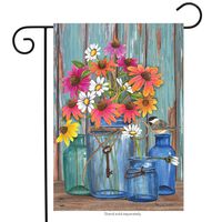 Briarwood Lane Farm Fresh Flowers Spring Garden Flag Mason Jars 12.5" x 18"