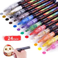Acrylic Paint Pens - 24 Acrylic Paint Markers for Rock Painting, Stone, Metal, Ceramic, Porcelain, Glass, Wood, Fabric, Canvas, Set of 12 Colors Paint Markers with 3 Different Tip Precision