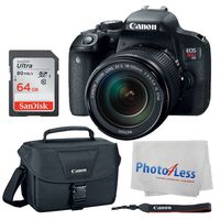 Canon EOS Rebel T7i Digital SLR Camera + EF-S 18-135mm f/3.5-5.6 IS STM Lens + Canon EOS Shoulder Bag 100ES (Black) + SanDisk Ultra SDXC 64GB 80MB/S Class 10 Flash Memory Card + Deluxe Canon Bundle