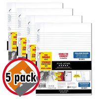 Five Star Loose Leaf Paper, 3 Hole Punched, Reinforced Filler Paper, College Ruled, 11 x 8-1/2 inches, 100 Sheets/Pack, 20 Count