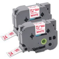 Unismar 2 Pack Compatible for Brother P-Touch Laminated TZe-252 TZe252 TZe 252 TZ Label Tape Cartridge Standard Laminated Label 1" x 26.2ft (24mm x 8m), TZ-252 Laminated Red on White