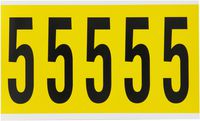 Brady 1560-5,  15 Series Number & Letter Card, 5" Height x 1 3/4" Width, Black on Yellow, Legend "5"  (5 per Card)