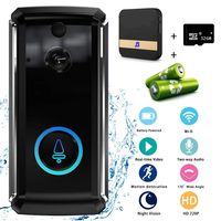 Wireless Video Doorbell Set With 32G SD Card, 2X Batteries, Chime, 2019 Camera Door Bell Pro With LED Push Button For Smart Home, Black