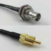 12 inch RGU178 BNC FEMALE BIG BULKHEAD to RCA MALE Pigtail Jumper RF coaxial cable 50ohm High Quality Quick USA Shipping