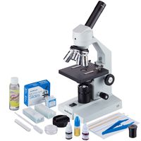 AmScope M500C-SP14-CLS-50P100S 40x-2500x Advanced Home School Compound Microscope with Slide Preparation Kit