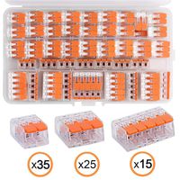 BUYGOO 3 Type 2/3/5 Port Lever-Nut Wire Connector Assortment Pack Conductor Compact Splicing Connector Lever Nut Kit for Solid Stranded Flexible Wires 250 V 24-12 AWG PCT-412/PCT-413/PCT-415 (75PCS)