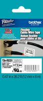 Brother Genuine P-touch TZE-FX231 Tape, 1/2" (0.47") Wide Flexible-ID Laminated Tape, Black on White, Best Suited for Wire Wrapping and Frlagging, Water-Resistant, 0.47" x 26.2' (12mm x 8M), TZEFX231