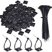 100 Pack Zip Tie Adhesive Mounts Self Adhesive Cable Tie Base Holders with Multi-Purpose Cable Tie (Length 150 mm, Width 2 cm, Black)