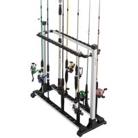 Wakeman Outdoors Fishing Rod Rack- Aluminum Freestanding Floor Storage, Organizer Stand for Home or Garage, Fits 24 Freshwater or Saltwater Rods