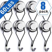 LOVIMAG Swivel Swing Hooks, Neodymium Magnet Hooks - Great for Your Refrigerator and Other Magnetic Surfaces - Pack of 8