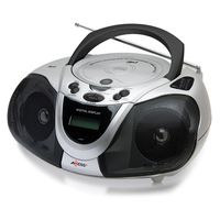 AXESS PB2706 Portable Boombox MP3/CD Player with Text Display, AM/FM Stereo and USB/AUX Inputs Black