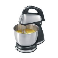 Hamilton Beach Classic Hand and Stand Mixer, 4 Quarts, 6 Speeds with QuickBurst, 290 Watts, Bowl Rest, Black and Stainless (64650), Discontinued