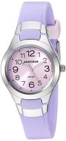 Armitron Sport Women's Easy to Read Silver-Tone and Matte Lavender Resin Strap Watch, 25/6418LAV