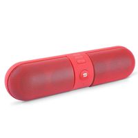 Wireless Bluetooth Speaker Portable Outdoor Stereo Speaker The Pill Shape Speaker with Built-in Microphone and HD Voice (Red1)