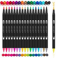 Dual Brush Calligraphy Pens Art Marker, Brush & Fine Tip Markers 36 Color for Beginners Hand Lettering Journaling Note Taking and Coloring Book, 18 Count