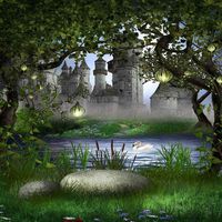 GladsBuy Outside of The Castle 10' x 10' Computer Printed Photography Backdrop Outdoor Architectural Theme Background ZJZ-097