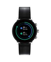 Movado Connect 2.0 Unisex Powered with Wear OS by Google Stainless Steel and Black Leather Smartwatch, Color: Black (Model: 3660022)
